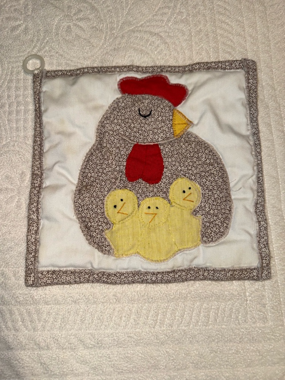 Kitchen Chicken Pot Holder Set in Brown, Red & Yellow - vintage - Picture 2 of 4